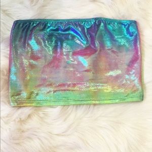 Rainbow iridescent tube top